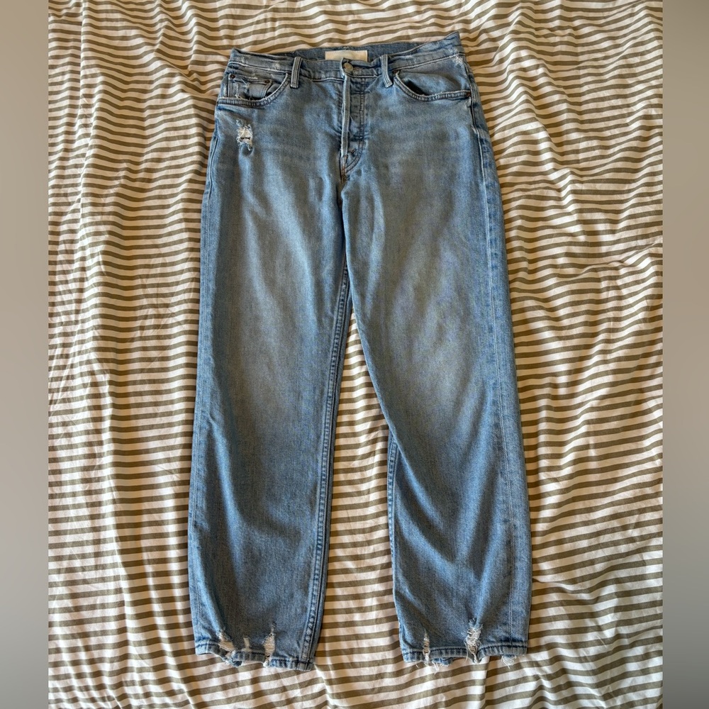 MOTHER Straight Leg Jeans in Light Blue Denim